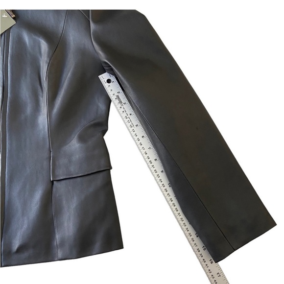 Mouvance vegan leather moto jacket black contemporary zip closure size 42 or L - Picture 15 of 15